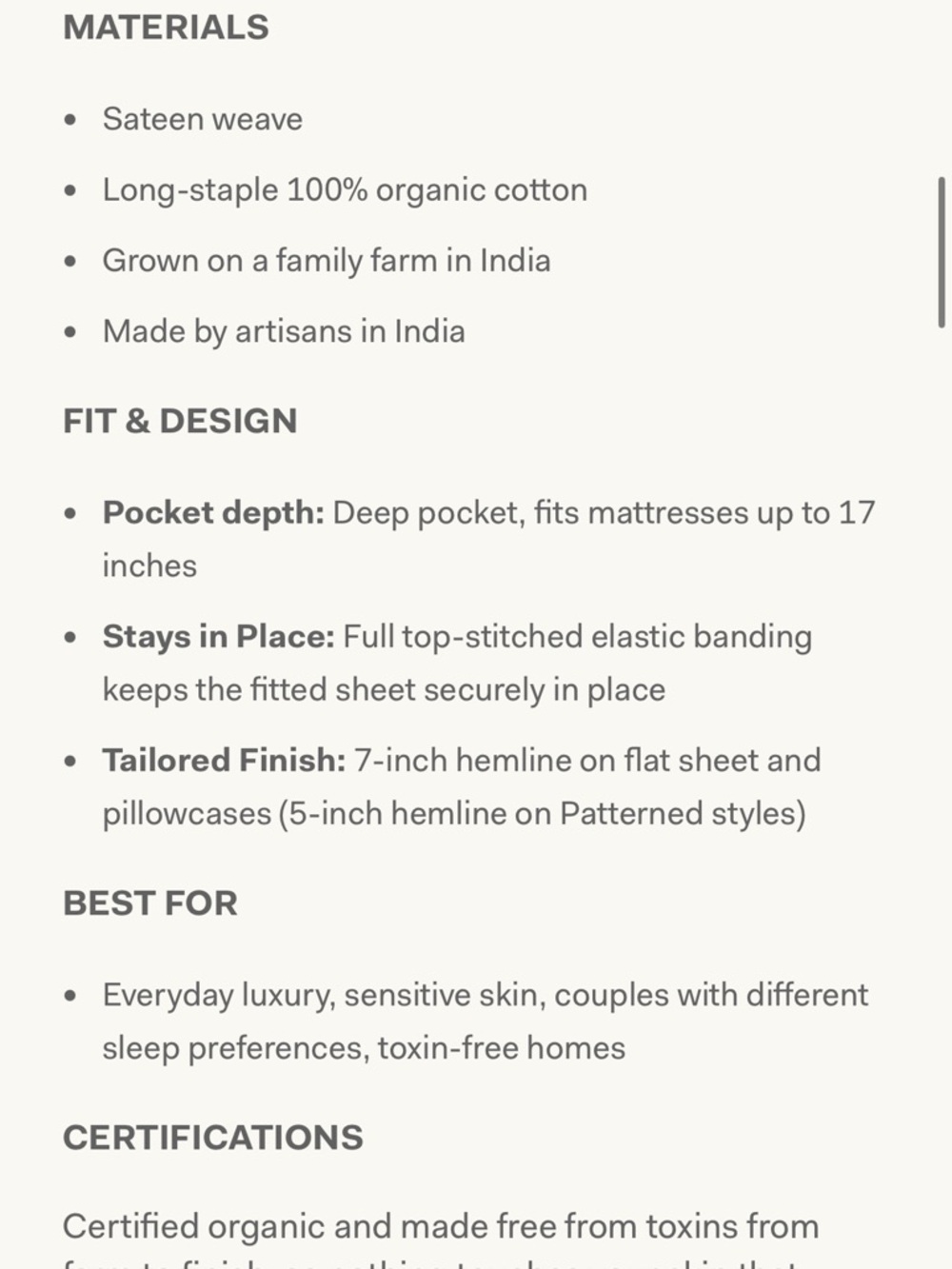 Boll & Branch Percale Hemmed Sheet Set — Ivory - Picture 7 of 10